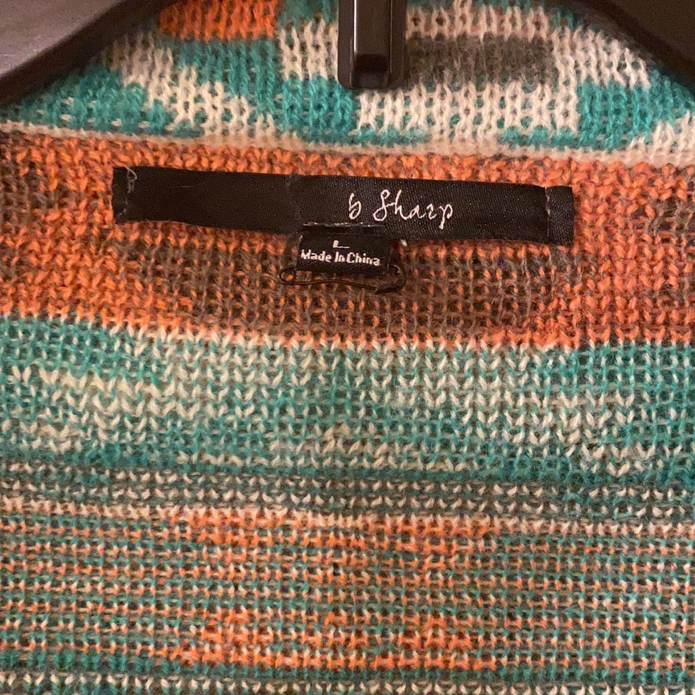 B Sharp Mohair Acrylic Open Front Aztec Tribal Southwestern Cardigan Sweater L - Picture 4 of 10